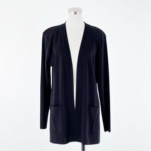 Exclusively Misook Open Front Knit Cardigan Minimalist Staple Capsule Sweater S